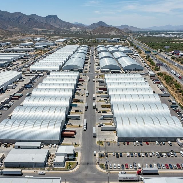 Nave industrial con arcotecho vista aérea